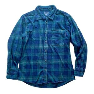 Eddie Bauer Green and Blue Flannel Mens Medium